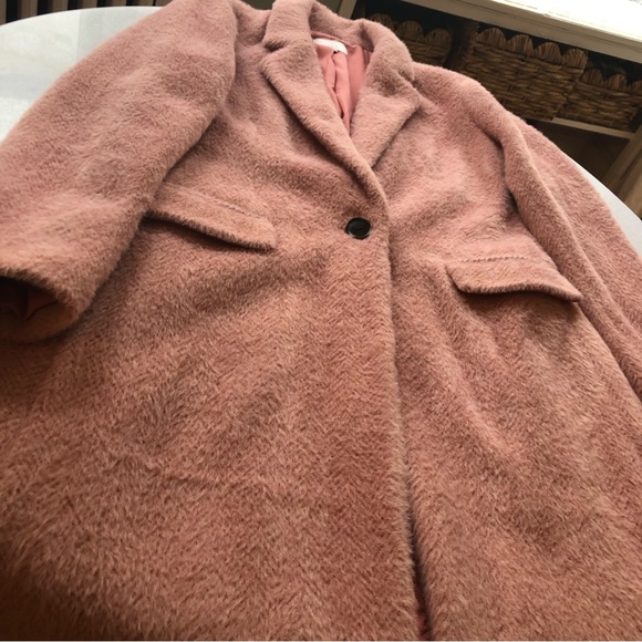 LOFT Women’s Pink Herringbone Wool Coat Size Small - Picture 5 of 5